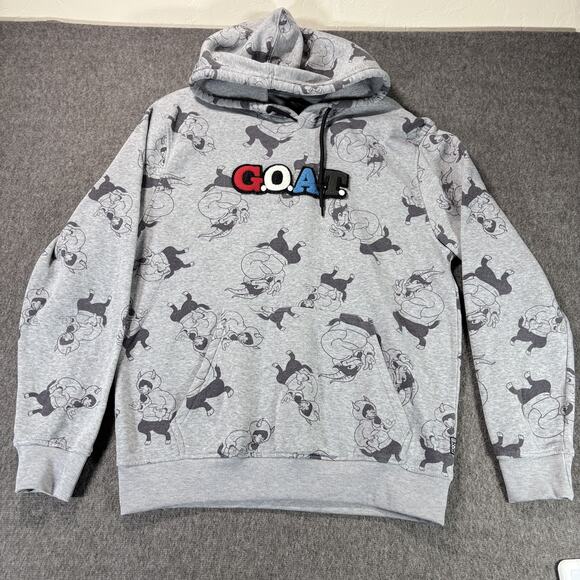 Southpole Hoodie Mens Large Gray GOAT Cartoon Graphic Pullover‎ Kangaroo Pocket - Picture 1 of 9